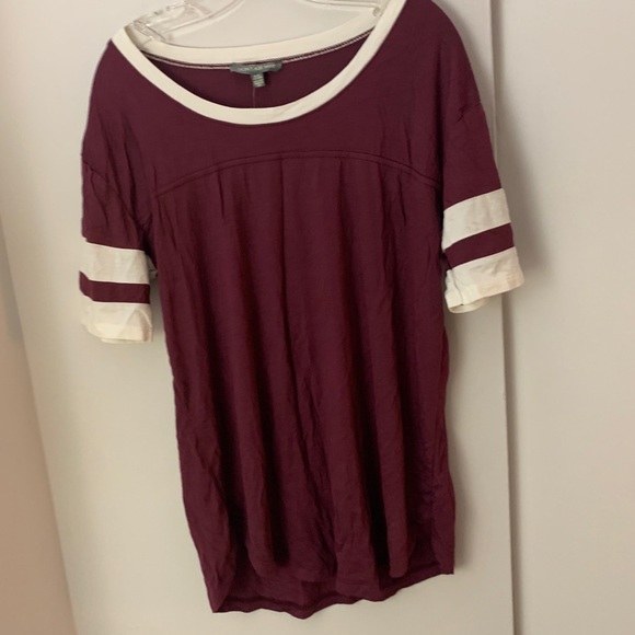 Maroon and White Varsity Stripe Soft T-Shirt - Picture 7 of 8